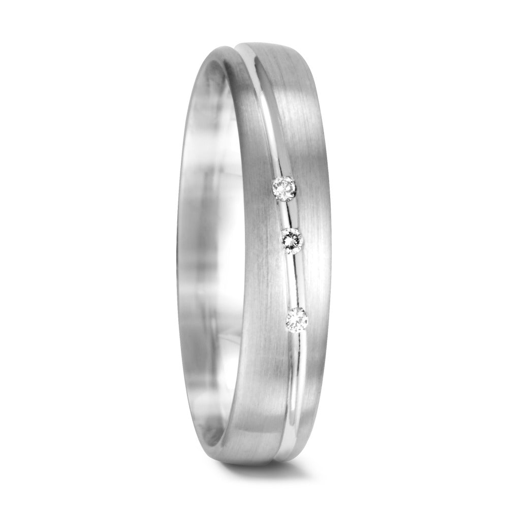 Wedding Ring 18k White Gold Diamond 0.018 ct, 3 Stones, w-si