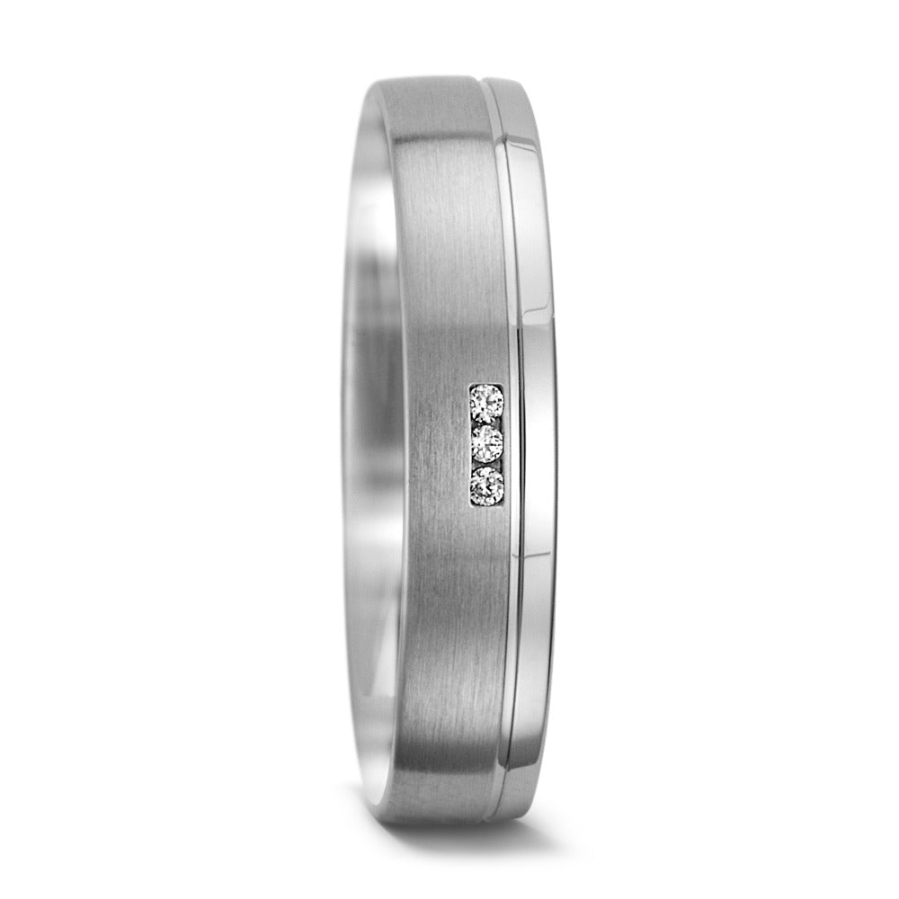 Wedding Ring 18k White Gold Diamond 0.015 ct, 3 Stones, w-si
