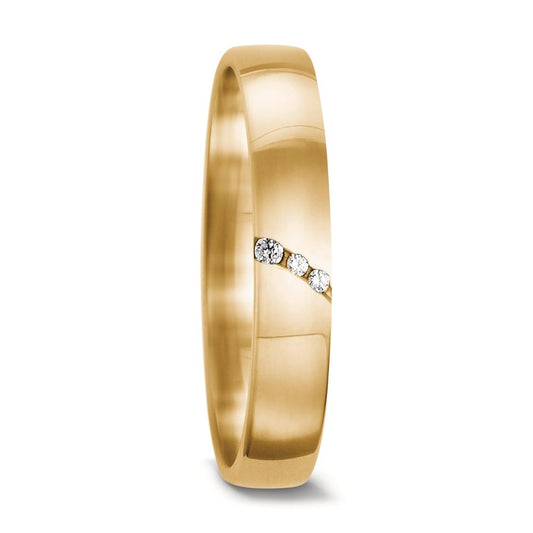 Wedding Ring 18k Yellow Gold Diamond 0.02 ct, 3 Stones, tw-vsi