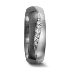 Wedding Ring Palladium 500 , 9k White Gold Diamond 0.08 ct, 7 Stones, tw-vsi