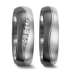 Wedding Ring Palladium 500 , 9k White Gold Diamond 0.08 ct, 7 Stones, tw-vsi
