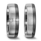 Wedding Ring Palladium 500 , 9k White Gold Diamond 0.075 ct, 3 Stones, tw-vsi