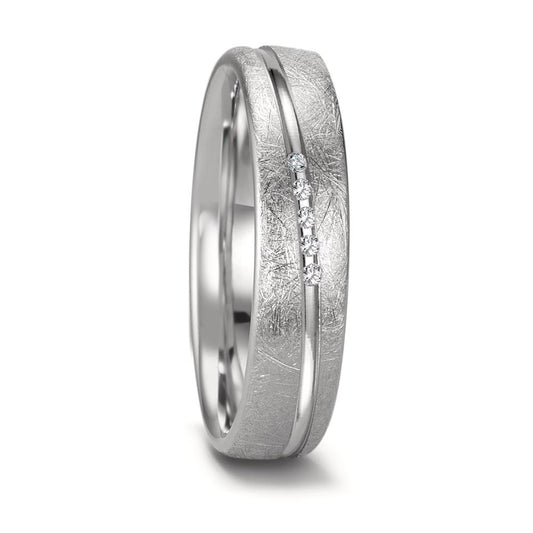 Wedding Ring 18k White Gold Diamond 0.025 ct, 5 Stones, tw-si
