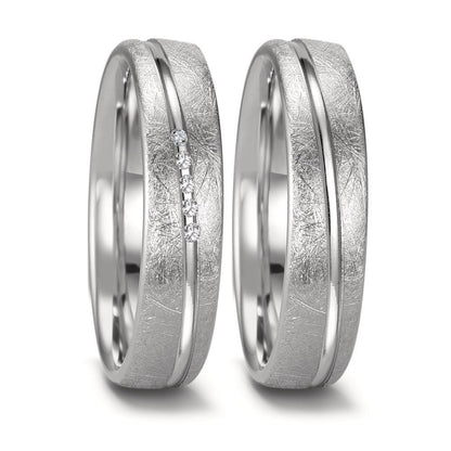 Wedding Ring 18k White Gold Diamond 0.025 ct, 5 Stones, tw-si