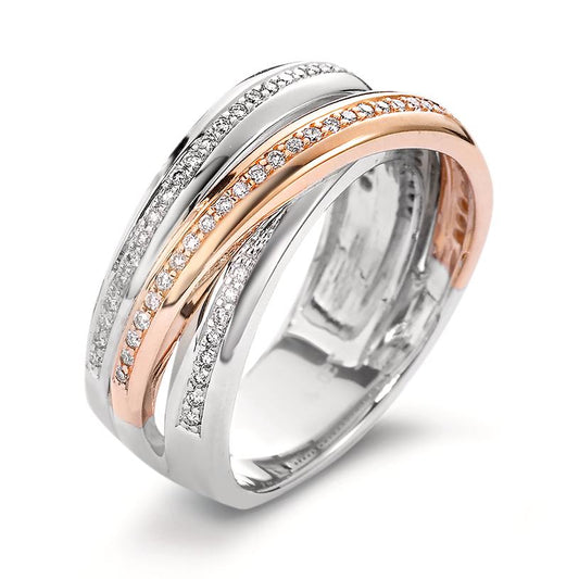 Ring 18k White Gold, 18k Red Gold Diamond White, 0.30 ct, 79 Stones, brilliant, w-si