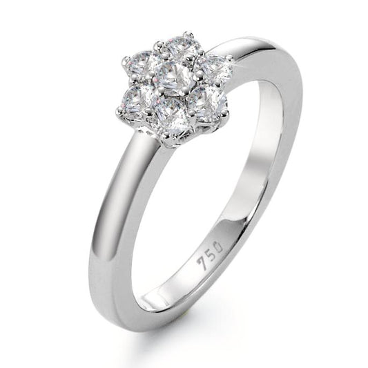 Solitaire ring 18k White Gold Diamond White, 0.50 ct, 7 Stones, brilliant, w-si
