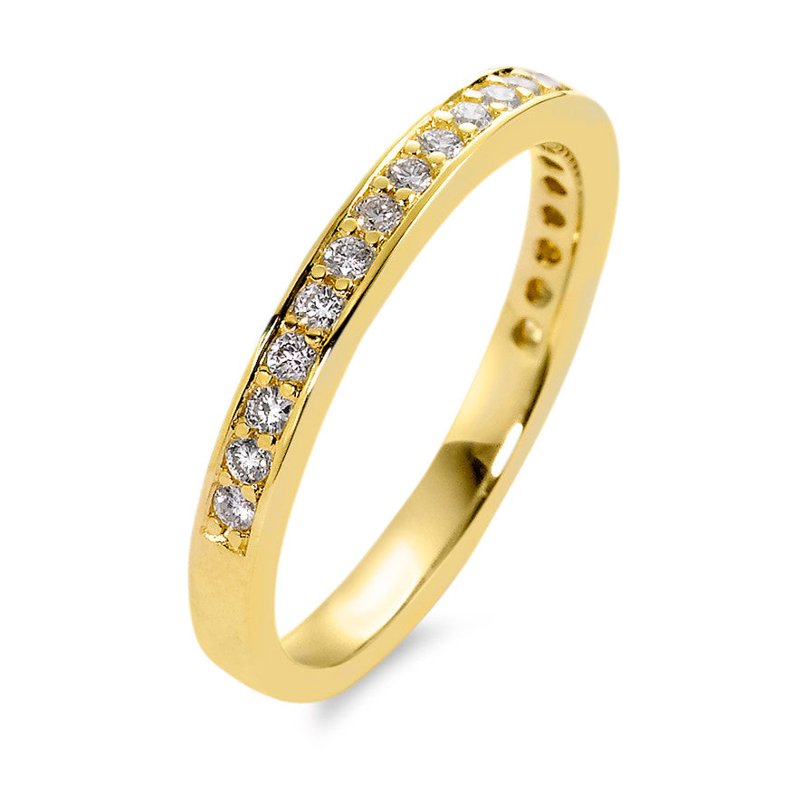 Memory ring 18k Yellow Gold Diamond White, 0.25 ct, 21 Stones, brilliant, w-si
