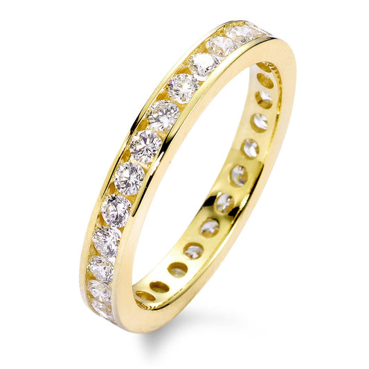 Memory ring 18k Yellow Gold Diamond White, 1 ct, 33 Stones, brilliant, w-si