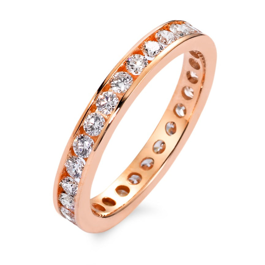 Memory ring 18k Red Gold Diamond White, 1 ct, 33 Stones, brilliant, w-si
