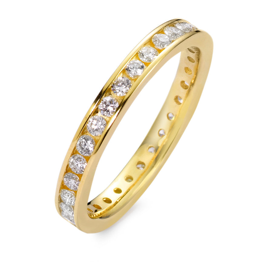Memory ring 18k Yellow Gold Diamond White, 0.65 ct, 34 Stones, brilliant, w-si