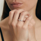 Solitaire ring 18k White Gold Diamond White, 0.08 ct, 16 Stones, brilliant, w-si, Diamond White, 0.32 ct, brilliant, w-si