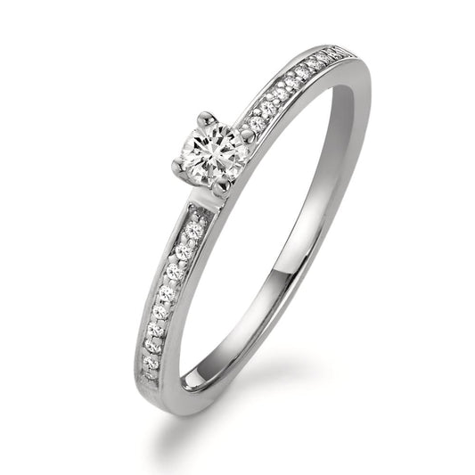 Solitaire ring 18k White Gold Diamond White, 0.20 ct, brilliant, w-si Ø3 mm