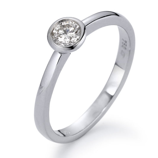 Solitaire ring 18k White Gold Diamond White, 0.20 ct, brilliant, w-si
