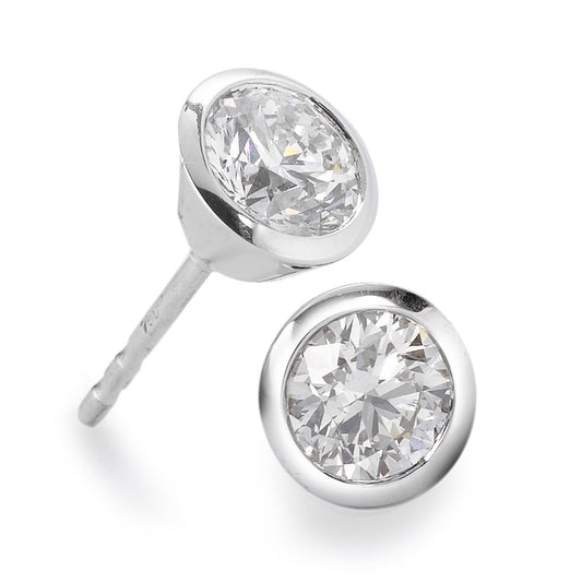 Stud earrings 18k White Gold Diamond White, 0.35 ct, 2 Stones, brilliant, w-si Ø5 mm