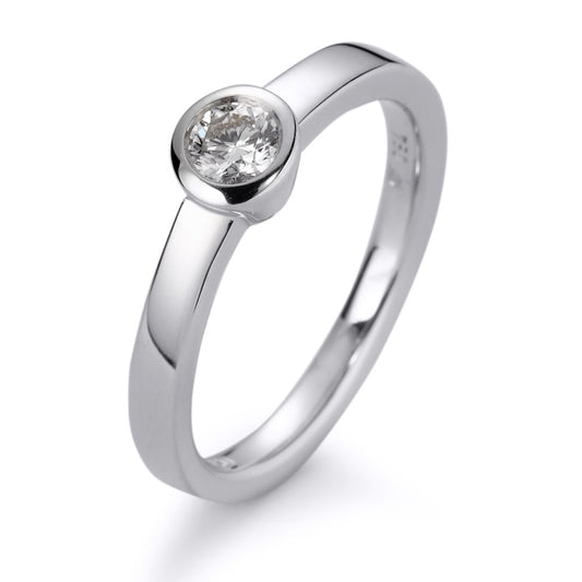 Solitaire ring 18k White Gold Diamond White, 0.20 ct, brilliant, w-si