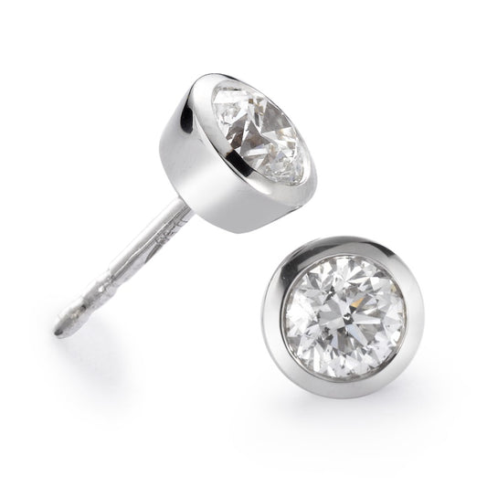 Stud earrings 18k White Gold Diamond White, 0.50 ct, 2 Stones, brilliant, w-si Ø5.5 mm