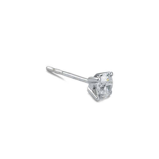Single stud earring 18k White Gold Diamond White, 0.37 ct, w-si Ø4.5 mm