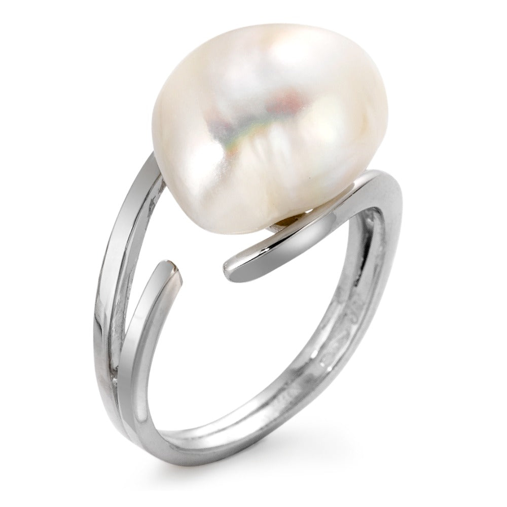 Ring 18k White Gold Freshwater pearl White, 13 mm