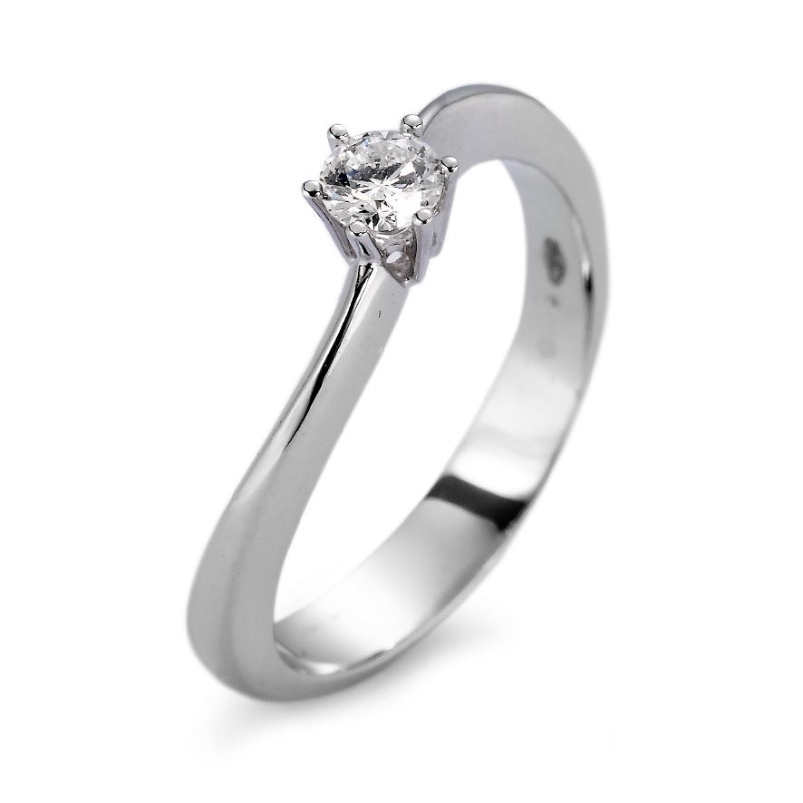 Solitaire ring 18k White Gold Diamond White, 0.20 ct, si Rhodium plated