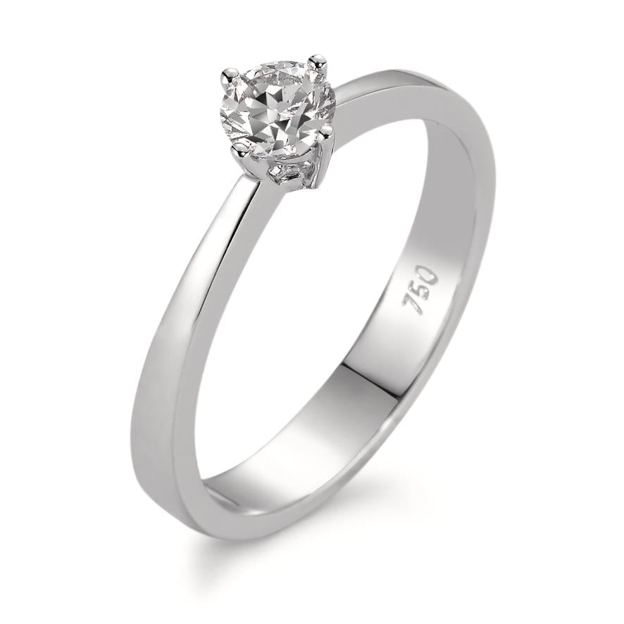 Solitaire ring 18k White Gold Diamond White, 0.30 ct, w-si Rhodium plated