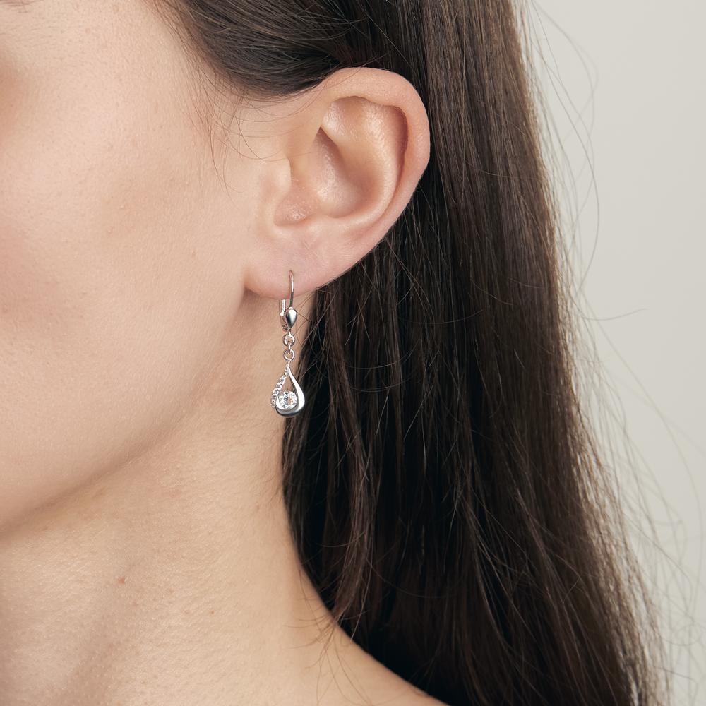 Drop Earrings Silver Topaz Blue Rhodium plated