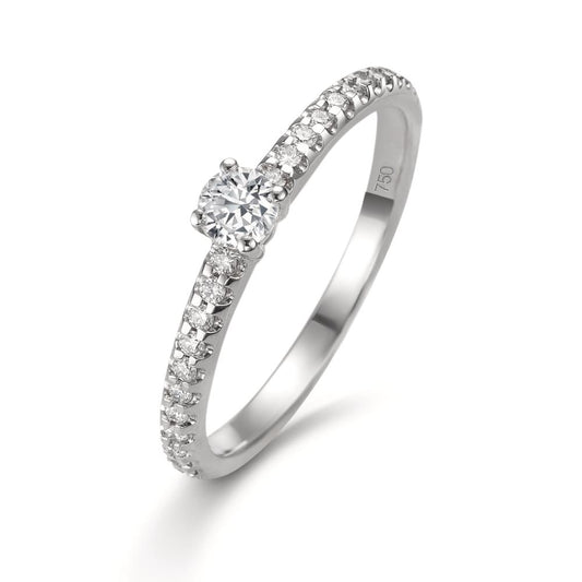 Solitaire ring 18k White Gold Diamond 0.31 ct, 23 Stones, w-si