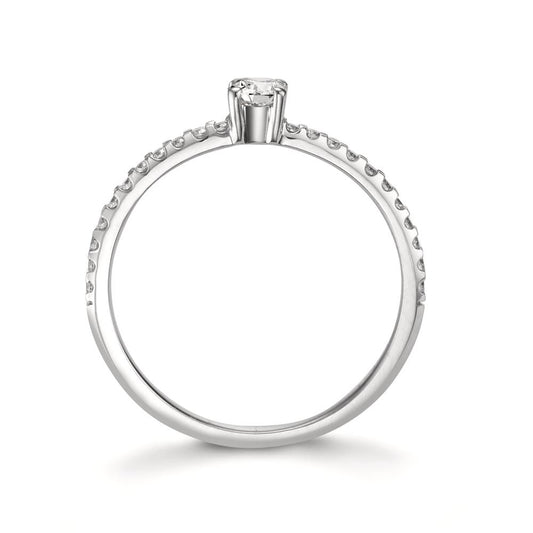 Solitaire ring 18k White Gold Diamond 0.31 ct, 23 Stones, w-si