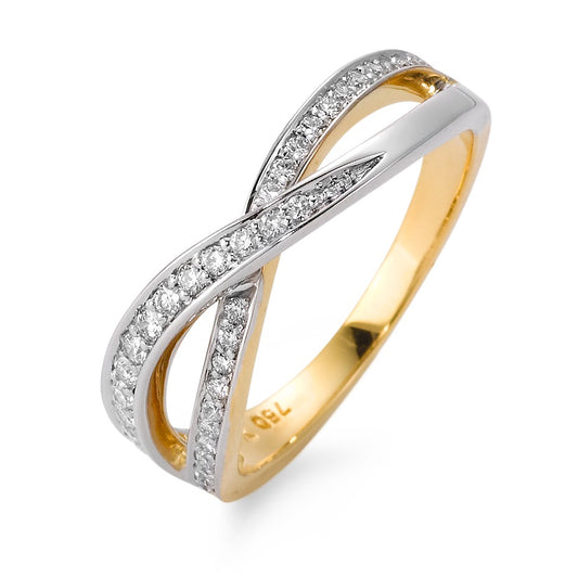 Ring 18k Yellow Gold, 18k White Gold Diamond 0.25 ct, 38 Stones, w-si