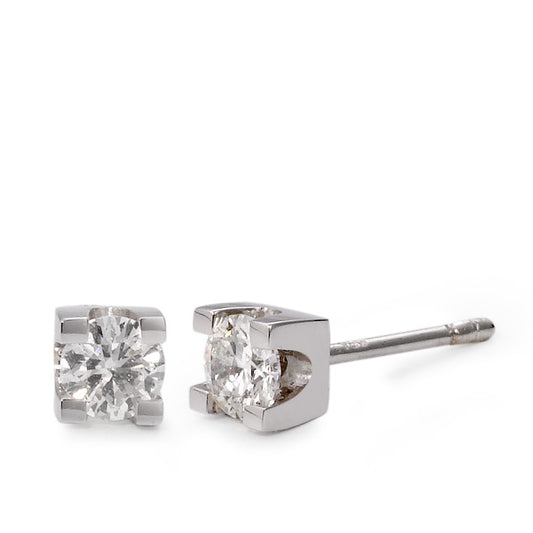 Stud earrings 18k White Gold Diamond 0.50 ct, 2 Stones, w-si Ø4 mm