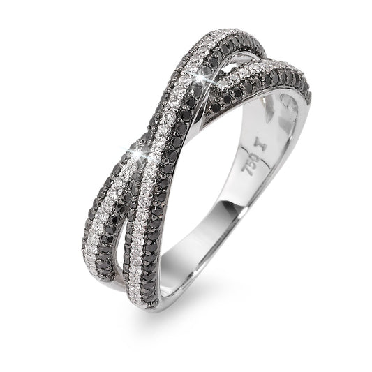 Ring 18k White Gold Diamond Black, 0.23 ct, 173 Stones, w-si