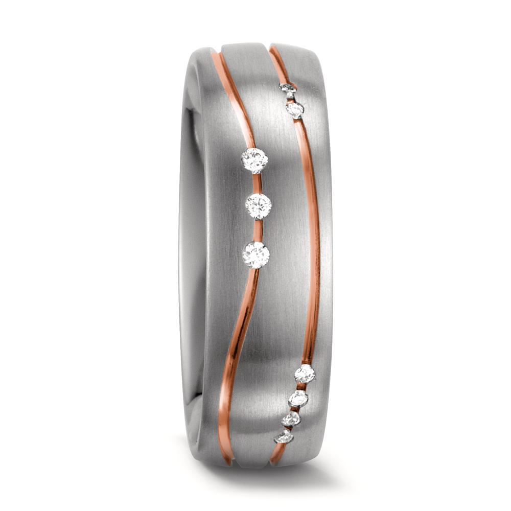 Wedding Ring 14k White Gold, 14k Red Gold Diamond White, 0.06 ct, 9 Stones, w-si