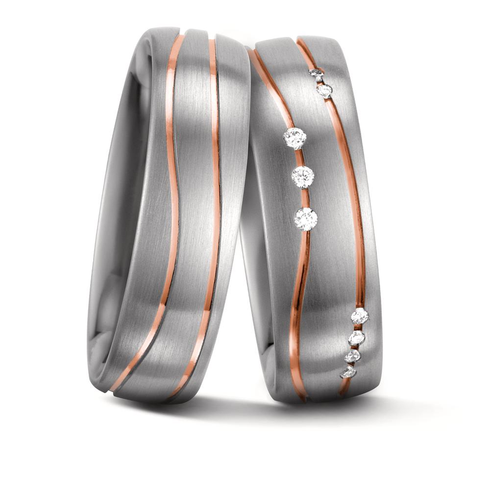 Wedding Ring 14k White Gold, 14k Red Gold Diamond White, 0.06 ct, 9 Stones, w-si