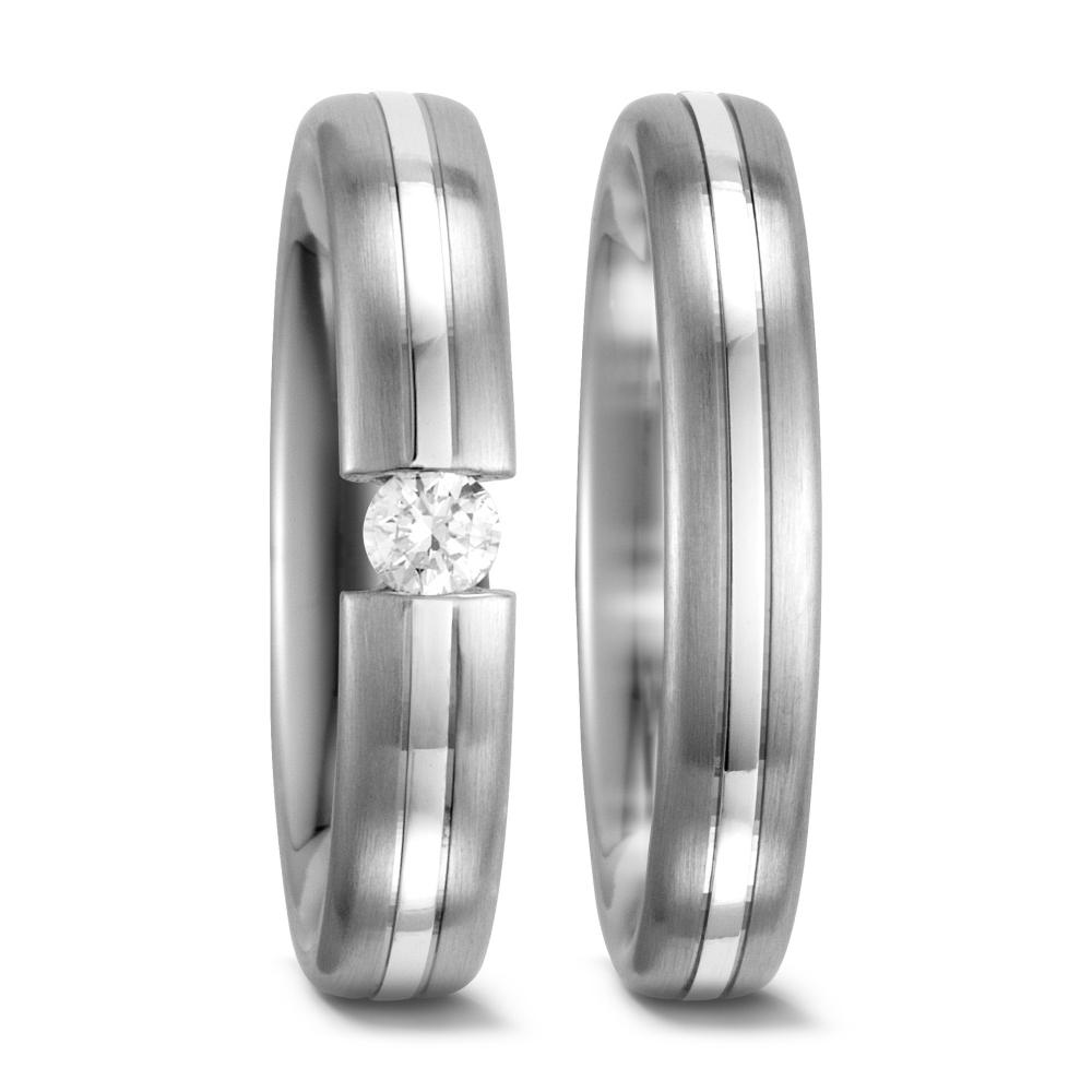 Wedding Ring 14k White Gold Diamond White, 0.10 ct, w-si