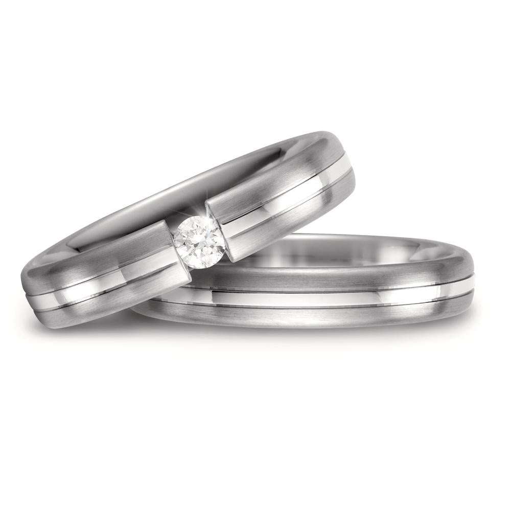 Wedding Ring 14k White Gold Diamond White, 0.10 ct, w-si