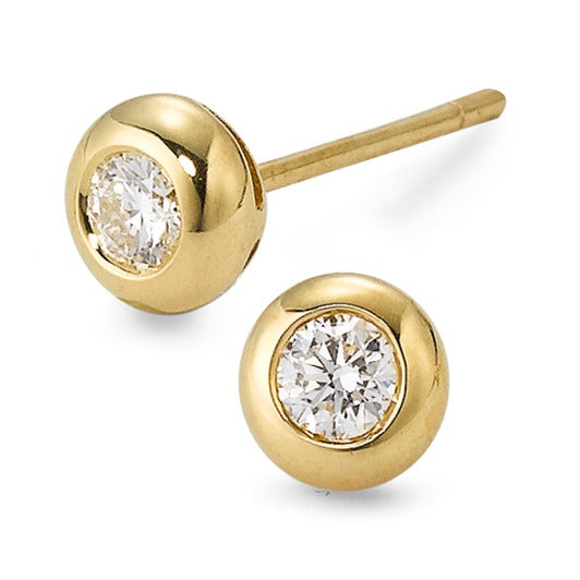 Stud earrings 18k Yellow Gold Diamond 0.25 ct, 2 Stones, w-si Ø5 mm