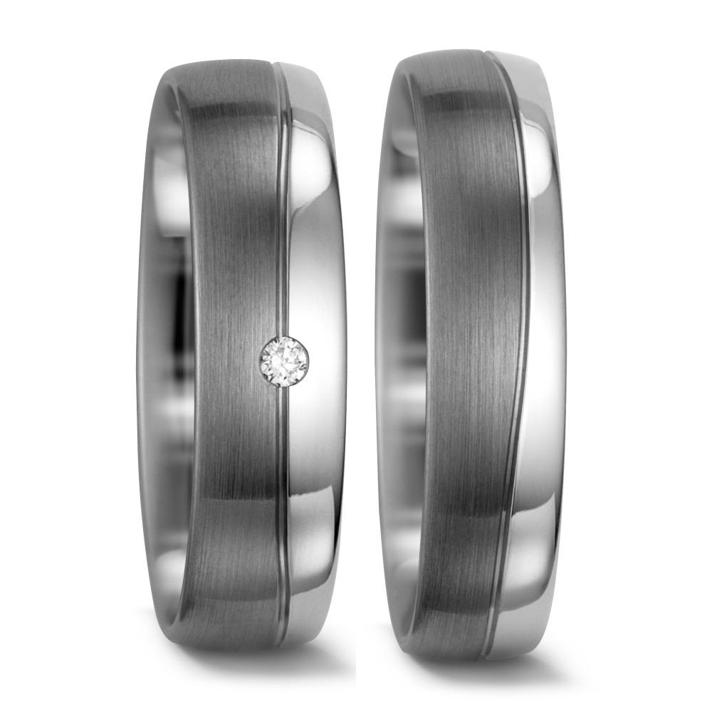 Wedding Ring 14k White Gold, Palladium 500 Diamond White, 0.015 ct, w-si