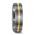 Wedding Ring Palladium 500 , 14k Yellow Gold Diamond White, 0.025 ct, w-si