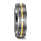 Wedding Ring Palladium 500 , 14k Yellow Gold Diamond White, 0.025 ct, w-si