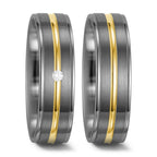 Wedding Ring Palladium 500 , 14k Yellow Gold Diamond White, 0.025 ct, w-si