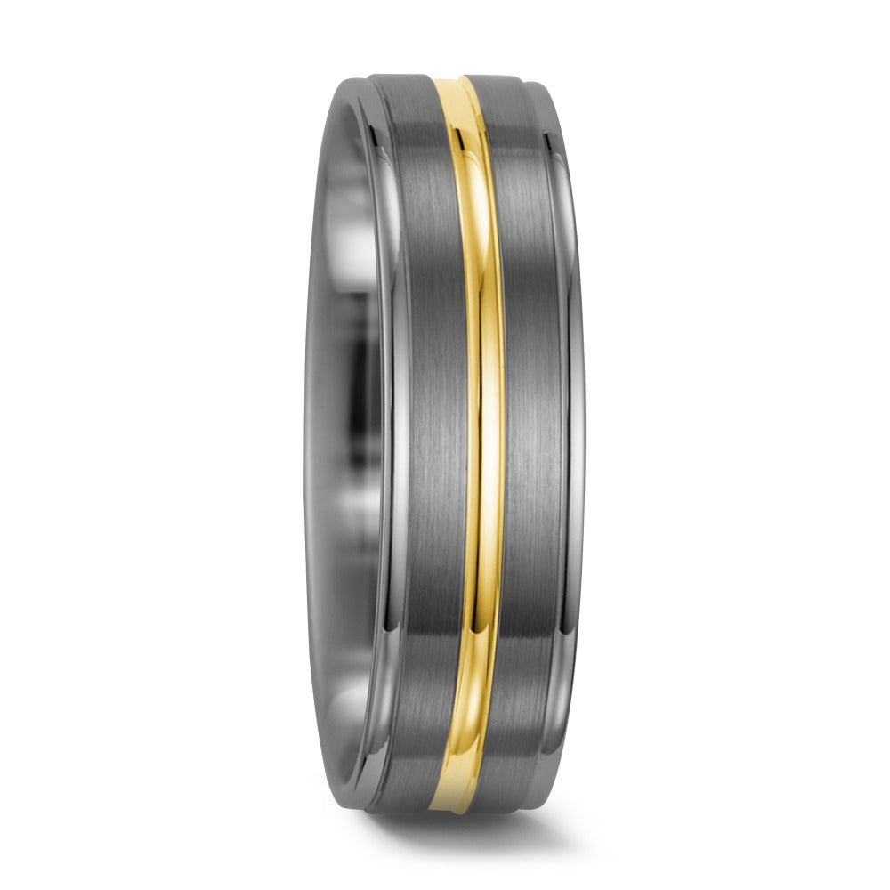Wedding Ring Palladium 500 , 14k Yellow Gold