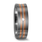 Wedding Ring Palladium 500 , 14k Red Gold Diamond White, 0.02 ct, w-si