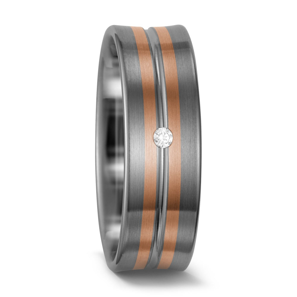 Wedding Ring Palladium 500 , 14k Red Gold Diamond White, 0.02 ct, w-si