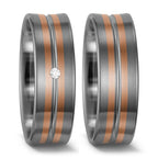 Wedding Ring Palladium 500 , 14k Red Gold