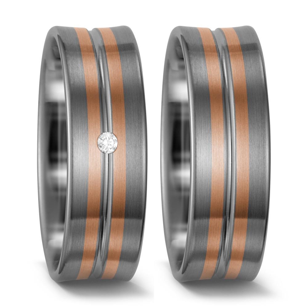 Wedding Ring Palladium 500 , 14k Red Gold