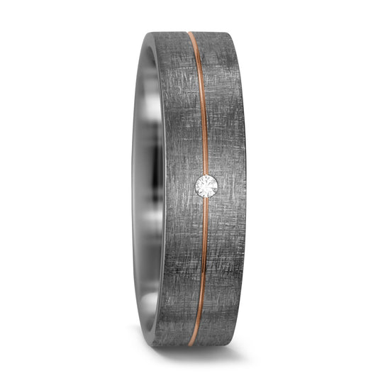 Wedding Ring Palladium 500 , 14k Red Gold Diamond White, 0.015 ct, w-si