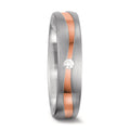 Wedding Ring 18k White Gold, 18k Red Gold Diamond White, 0.03 ct, tw-vsi
