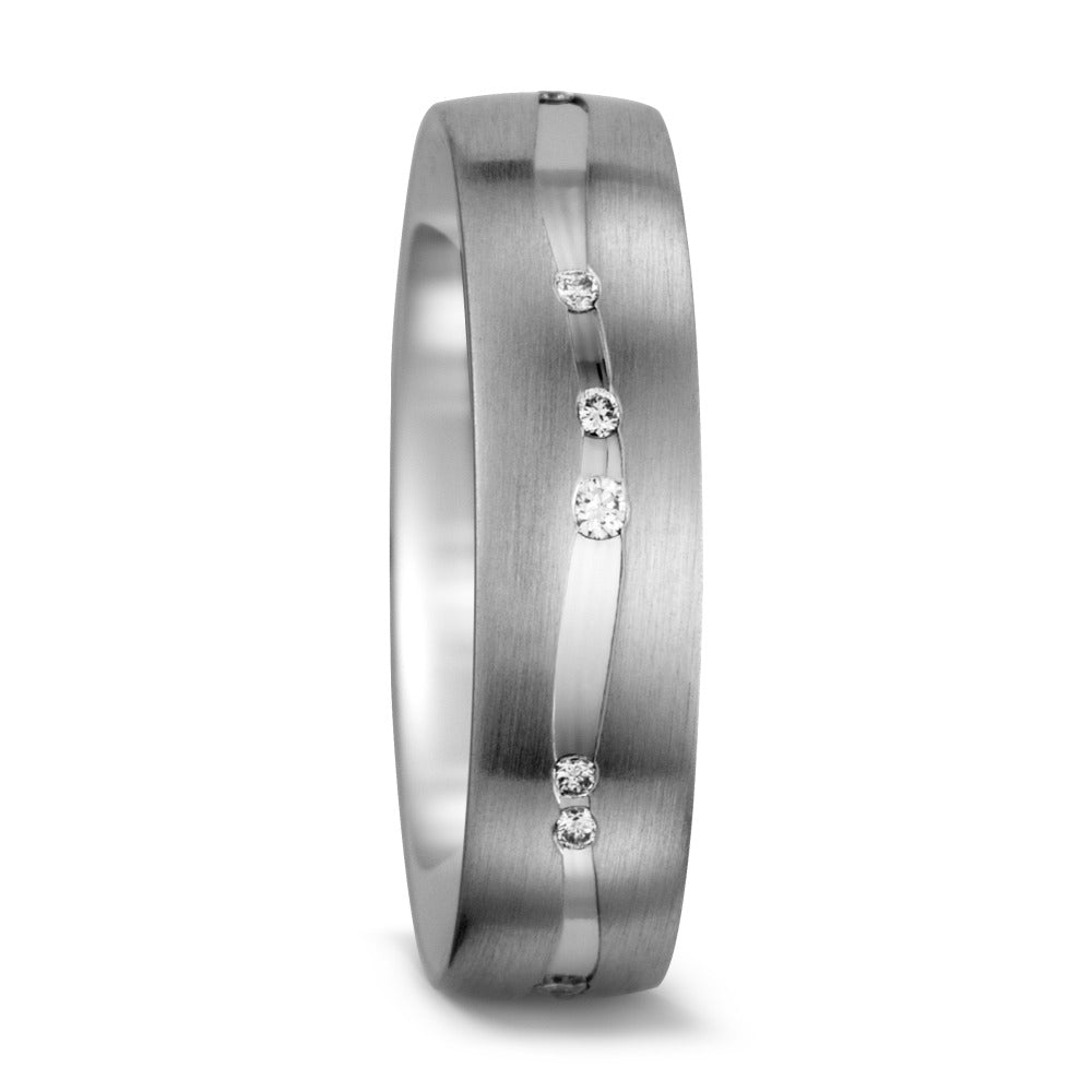 Wedding Ring 18k White Gold Diamond White, 0.095 ct, 12 Stones, tw-vsi