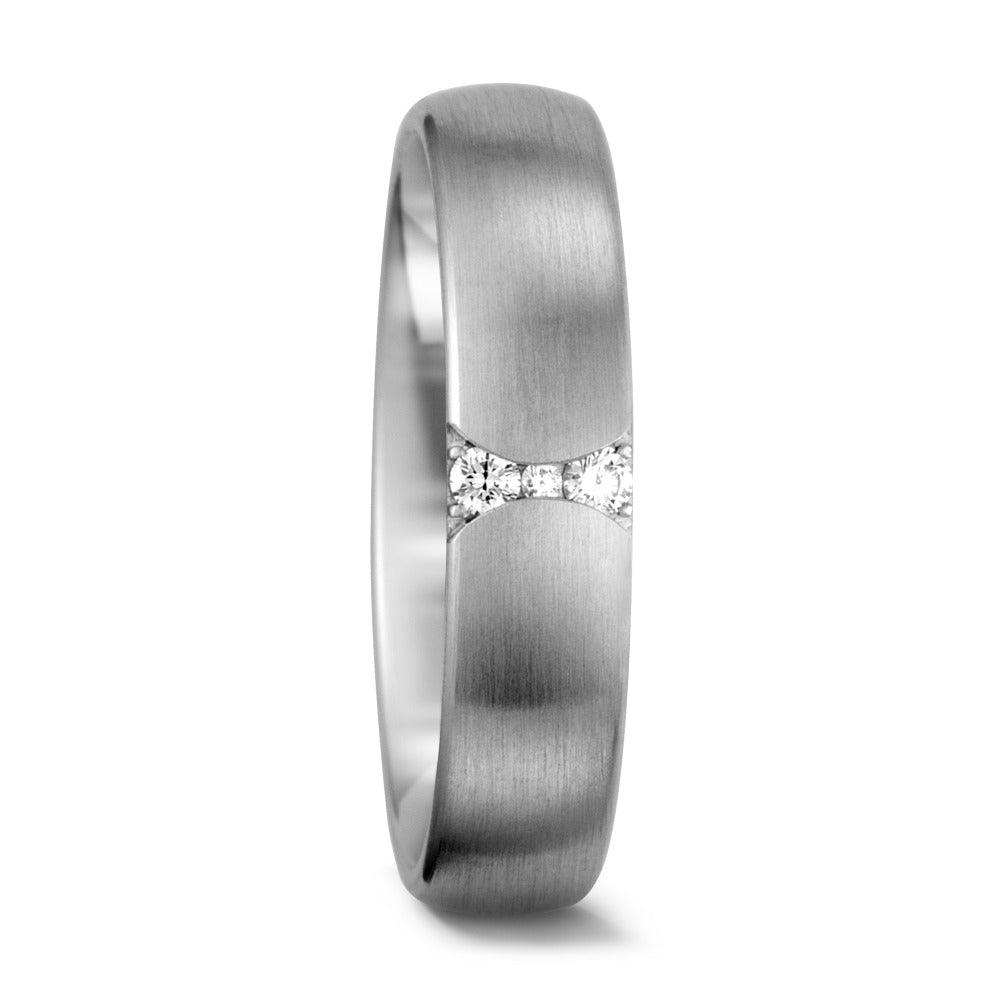 Wedding Ring 18k White Gold Diamond White, 0.055 ct, 3 Stones, tw-vsi