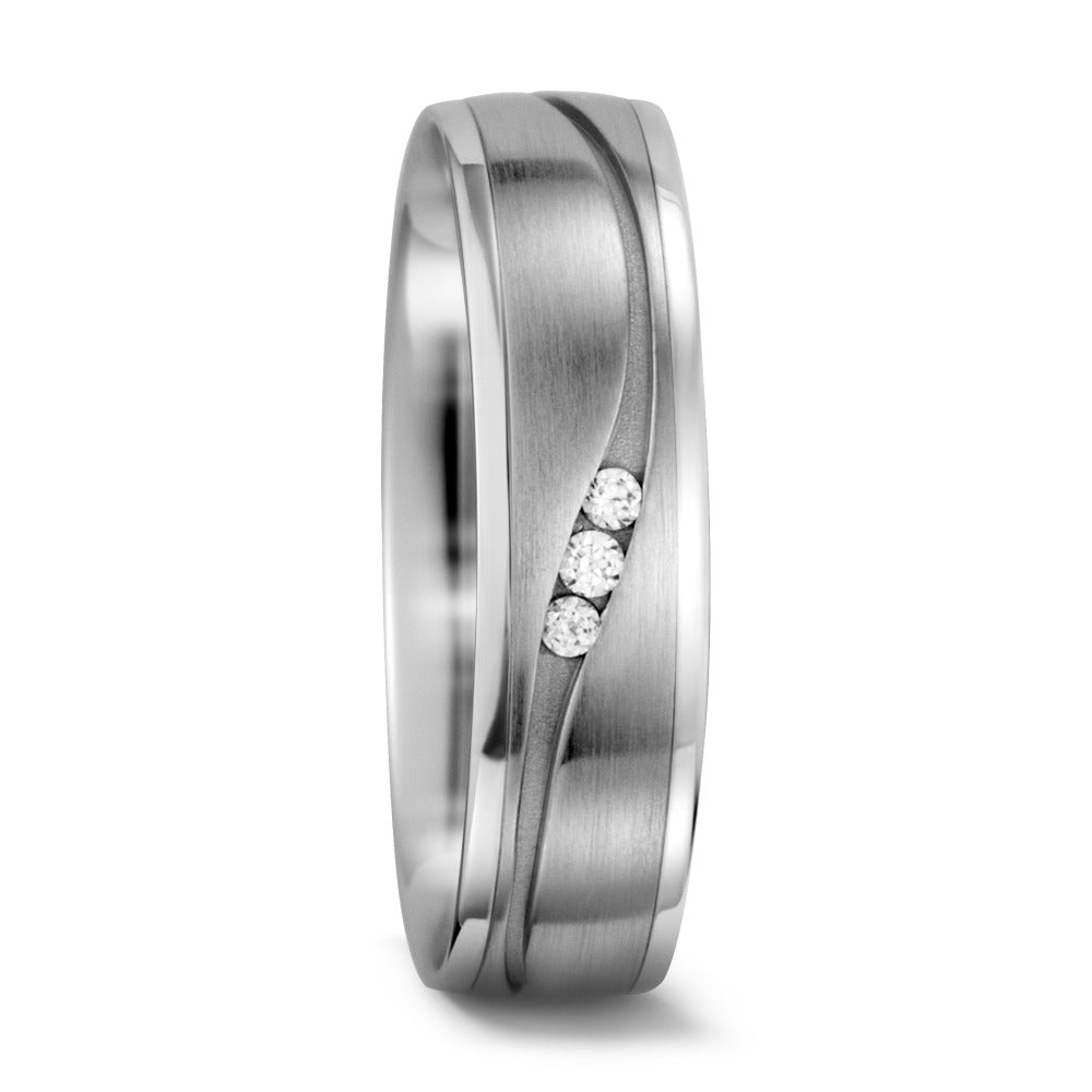 Wedding Ring 18k White Gold Diamond White, 0.033 ct, 3 Stones, w-si