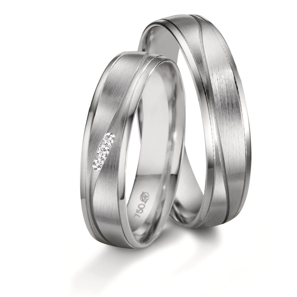 Wedding Ring 18k White Gold Diamond White, 0.033 ct, 3 Stones, w-si